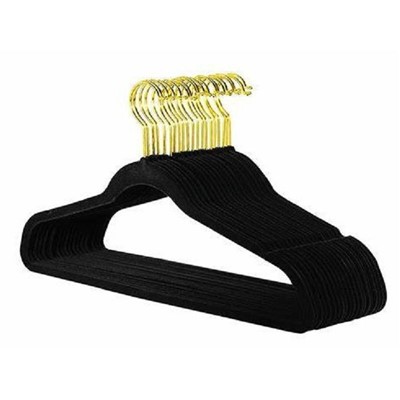 چوب لباسی مخملی مشکی و طلایی